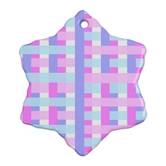 Gingham Nursery Baby Blue Pink Snowflake Ornament (two Sides)