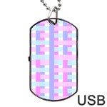 Gingham Nursery Baby Blue Pink Dog Tag USB Flash (One Side) Front