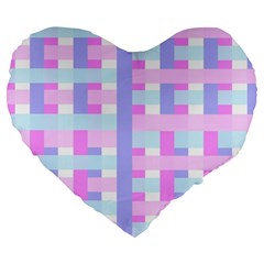 Gingham Nursery Baby Blue Pink Large 19  Premium Heart Shape Cushions by BangZart