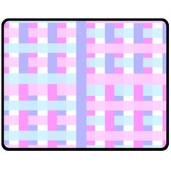 Gingham Nursery Baby Blue Pink Double Sided Fleece Blanket (medium)  by BangZart