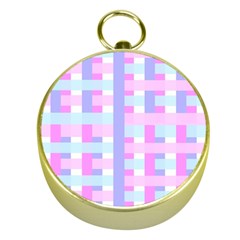 Gingham Nursery Baby Blue Pink Gold Compasses by BangZart