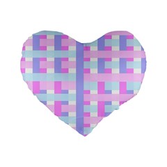 Gingham Nursery Baby Blue Pink Standard 16  Premium Flano Heart Shape Cushions by BangZart