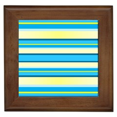 Stripes Yellow Aqua Blue White Framed Tiles by BangZart