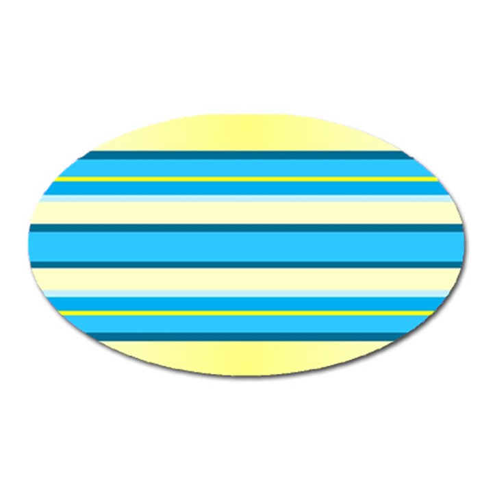 Stripes Yellow Aqua Blue White Oval Magnet