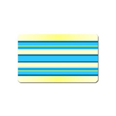 Stripes Yellow Aqua Blue White Magnet (name Card) by BangZart