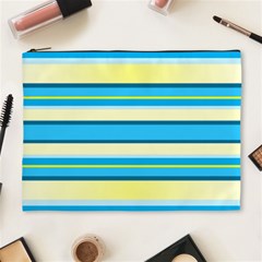 Stripes Yellow Aqua Blue White Cosmetic Bag (xl) by BangZart