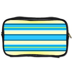 Stripes Yellow Aqua Blue White Toiletries Bags by BangZart