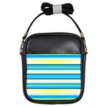 Stripes Yellow Aqua Blue White Girls Sling Bags Front