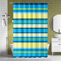 Stripes Yellow Aqua Blue White Shower Curtain 48  X 72  (small)  by BangZart