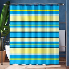 Stripes Yellow Aqua Blue White Shower Curtain 60  X 72  (medium)  by BangZart