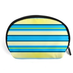 Stripes Yellow Aqua Blue White Accessory Pouches (large)  by BangZart