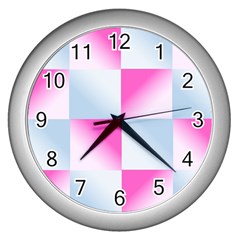 Gradient Blue Pink Geometric Wall Clocks (silver)  by BangZart