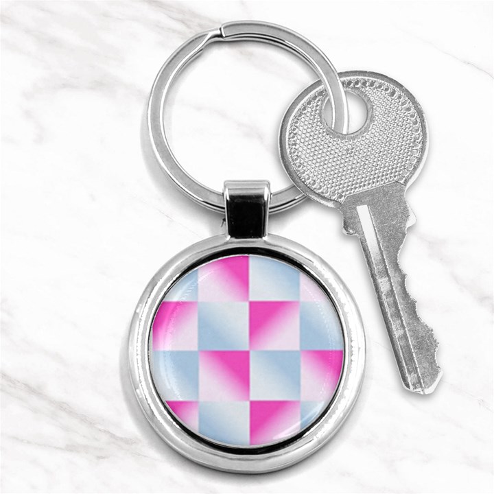 Gradient Blue Pink Geometric Key Chains (Round) 