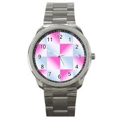 Gradient Blue Pink Geometric Sport Metal Watch