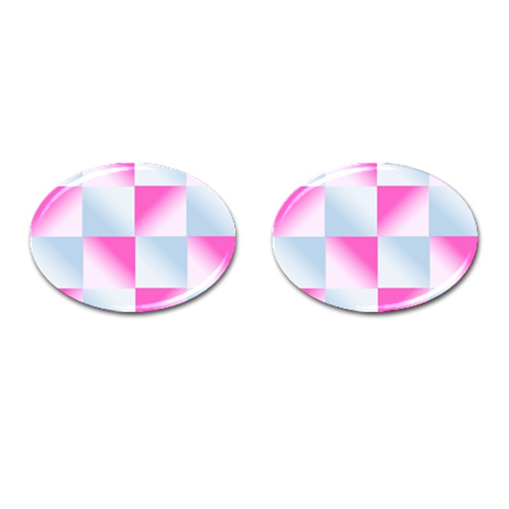 Gradient Blue Pink Geometric Cufflinks (Oval)