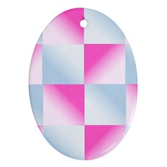 Gradient Blue Pink Geometric Oval Ornament (two Sides) by BangZart