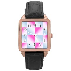 Gradient Blue Pink Geometric Rose Gold Leather Watch  by BangZart