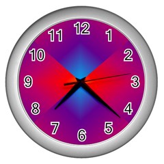 Geometric Blue Violet Red Gradient Wall Clocks (silver)  by BangZart