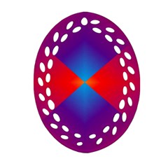 Geometric Blue Violet Red Gradient Oval Filigree Ornament (two Sides) by BangZart