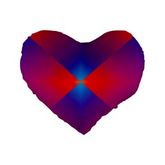 Geometric Blue Violet Red Gradient Standard 16  Premium Heart Shape Cushions by BangZart