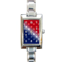 America Patriotic Red White Blue Rectangle Italian Charm Watch by BangZart