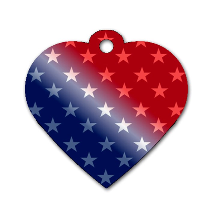 America Patriotic Red White Blue Dog Tag Heart (One Side)