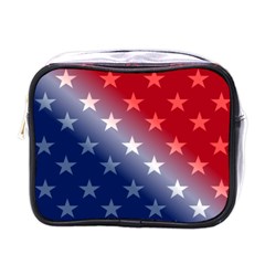 America Patriotic Red White Blue Mini Toiletries Bags by BangZart