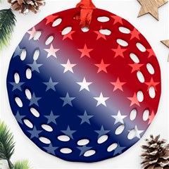 America Patriotic Red White Blue Round Filigree Ornament (two Sides) by BangZart