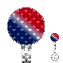 America Patriotic Red White Blue Stainless Steel Nurses Watch by BangZart