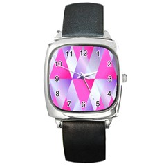 Gradient Geometric Shiny Light Square Metal Watch by BangZart