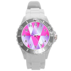 Gradient Geometric Shiny Light Round Plastic Sport Watch (l) by BangZart