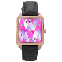 Gradient Geometric Shiny Light Rose Gold Leather Watch  by BangZart