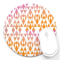 Geometric Abstract Orange Purple Round Mousepads by BangZart