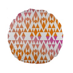 Geometric Abstract Orange Purple Standard 15  Premium Round Cushions by BangZart