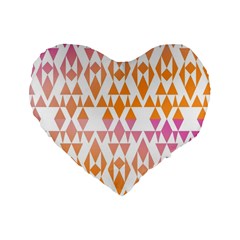 Geometric Abstract Orange Purple Standard 16  Premium Heart Shape Cushions by BangZart