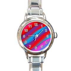 Diagonal Gradient Vivid Color 3d Round Italian Charm Watch by BangZart