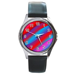 Diagonal Gradient Vivid Color 3d Round Metal Watch by BangZart