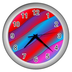 Diagonal Gradient Vivid Color 3d Wall Clocks (silver)  by BangZart