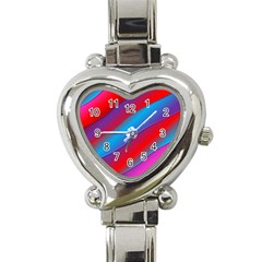 Diagonal Gradient Vivid Color 3d Heart Italian Charm Watch by BangZart