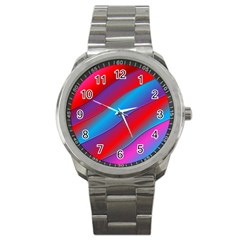 Diagonal Gradient Vivid Color 3d Sport Metal Watch by BangZart