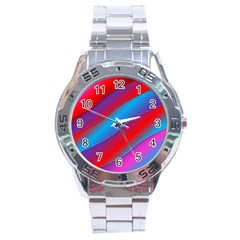 Diagonal Gradient Vivid Color 3d Stainless Steel Analogue Watch by BangZart