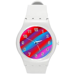 Diagonal Gradient Vivid Color 3d Round Plastic Sport Watch (m) by BangZart