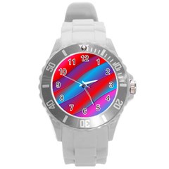 Diagonal Gradient Vivid Color 3d Round Plastic Sport Watch (l) by BangZart