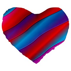 Diagonal Gradient Vivid Color 3d Large 19  Premium Heart Shape Cushions by BangZart