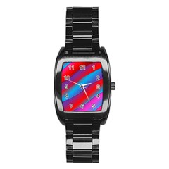 Diagonal Gradient Vivid Color 3d Stainless Steel Barrel Watch by BangZart