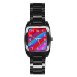 Diagonal Gradient Vivid Color 3d Stainless Steel Barrel Watch Front