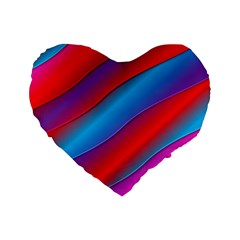 Diagonal Gradient Vivid Color 3d Standard 16  Premium Flano Heart Shape Cushions by BangZart