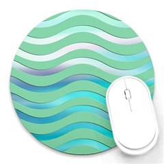 Abstract Digital Waves Background Round Mousepads by BangZart