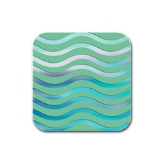 Abstract Digital Waves Background Rubber Square Coaster (4 Pack)  by BangZart