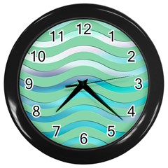 Abstract Digital Waves Background Wall Clocks (black)